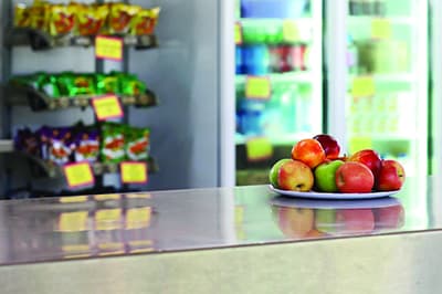 Cafeteria Counter Apples