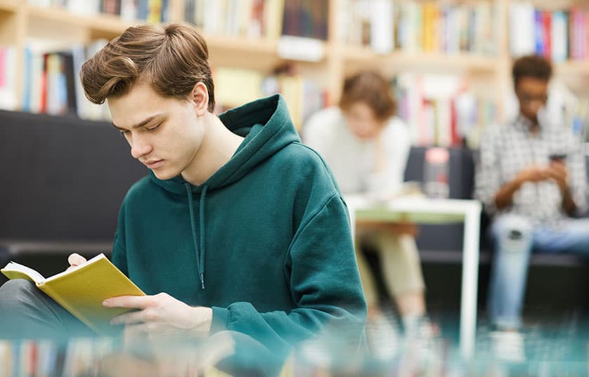 young man reading