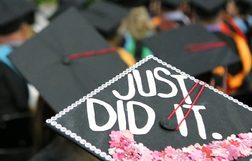 Graduation cap with just did it written on top