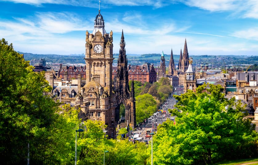 Clock tower in Edinburgh Scotland