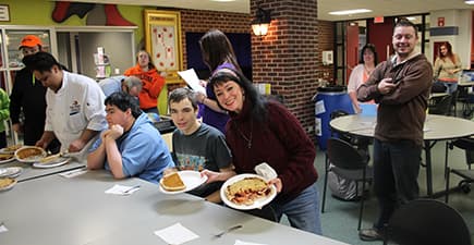 students eating in FVTC Appleton Commons