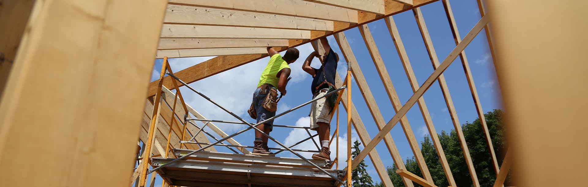 construction workers building on a construction site