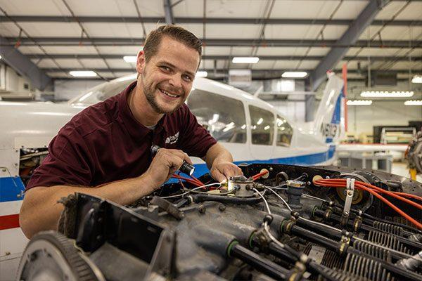 FVTC student working on airplane engine