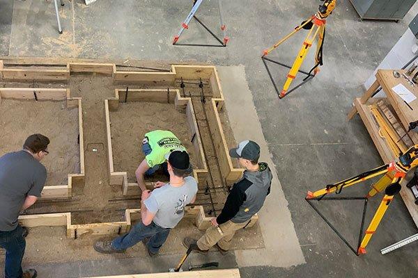 construction students working on construction project