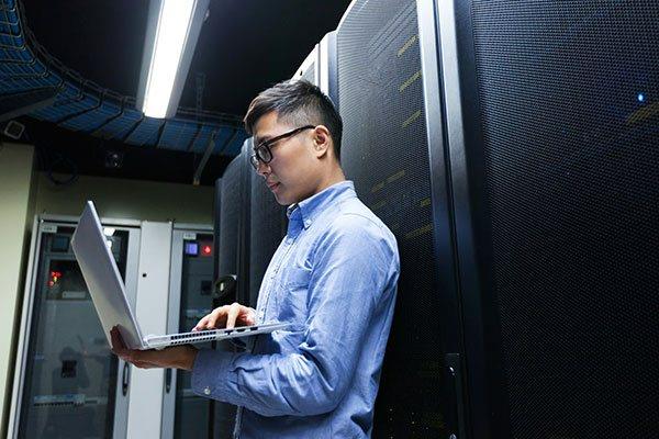 network systems administrator in computer room