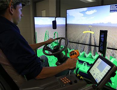 student running a combine simulator